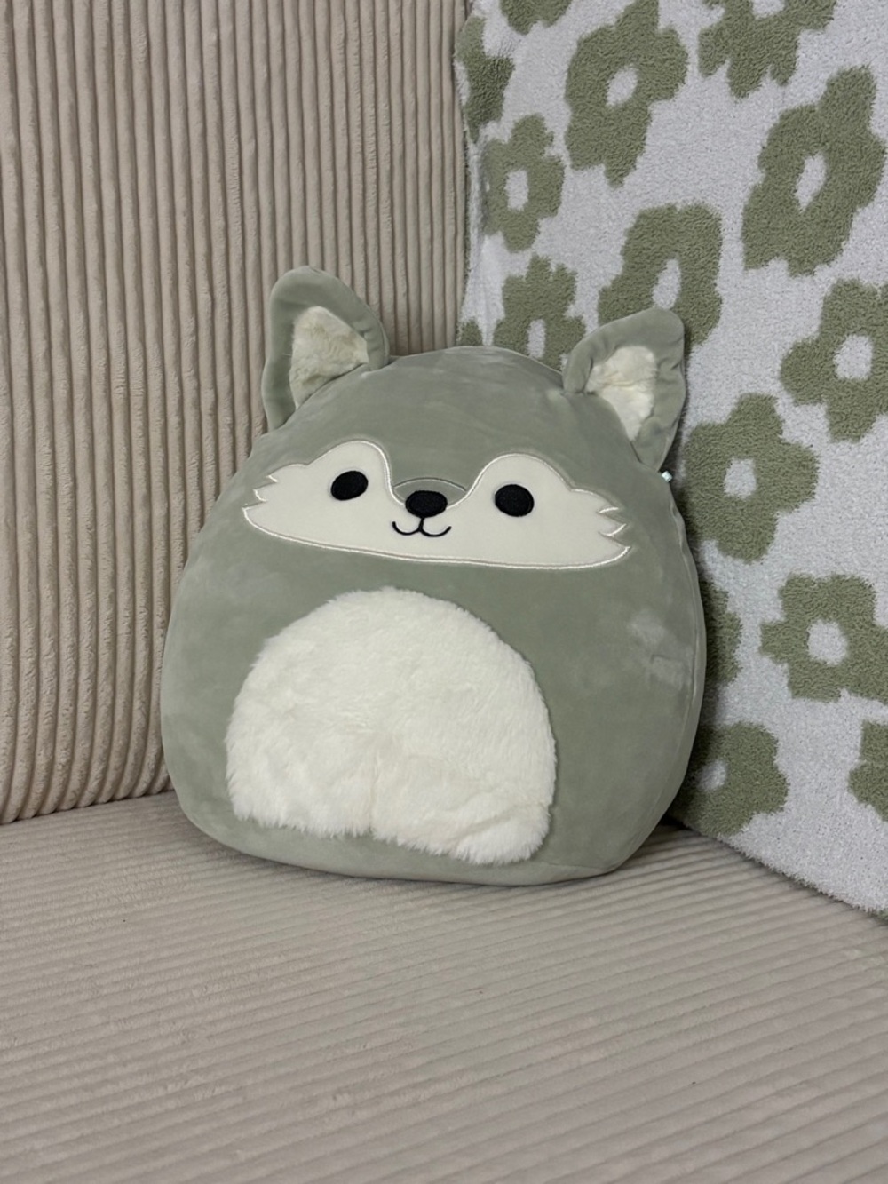 Squishmallows Sage Green and Cream Fox Plush